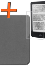 Nomfy Hoesje Geschikt voor Kobo Clara BW Hoes Book Case - Hoes Geschikt voor Kobo Clara BW Hoesje Book Cover Met Screenprotector - Grijs