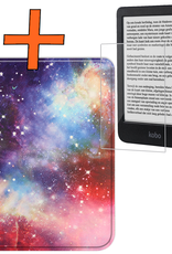 Nomfy Hoesje Geschikt voor Kobo Clara BW Hoes Book Case - Hoes Geschikt voor Kobo Clara BW Hoesje Book Cover Met Screenprotector - Galaxy