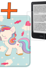 Nomfy Hoesje Geschikt voor Kobo Clara BW Hoes Book Case - Hoes Geschikt voor Kobo Clara BW Hoesje Book Cover Met Screenprotector - Eenhoorn