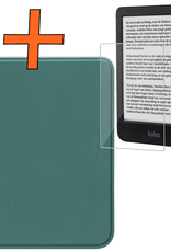 Nomfy Hoesje Geschikt voor Kobo Clara BW Hoes Book Case - Hoes Geschikt voor Kobo Clara BW Hoesje Book Cover Met Screenprotector - Donkergroen