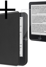 NoXx Hoes Geschikt voor Kobo Clara BW Hoesje Bookcase Cover Book Case Hoes Sleepcover Met Screenprotector - Zwart