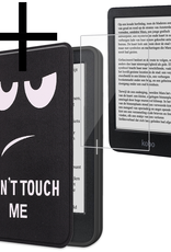 NoXx Hoes Geschikt voor Kobo Clara BW Hoesje Bookcase Cover Book Case Hoes Sleepcover Met Screenprotector - Don't Touch Me