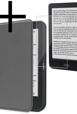 NoXx Hoes Geschikt voor Kobo Clara BW Hoesje Bookcase Cover Book Case Hoes Sleepcover Met Screenprotector - Grijs