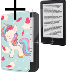 NoXx NoXx Kobo Clara BW Hoesje Met Screenprotector - Eenhoorn
