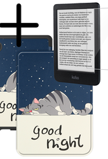 BASEY. Hoes Geschikt voor Kobo Clara BW Hoesje Bookcase Cover Hoes Met Screenprotector - Hoesje Geschikt voor Kobo Clara BW Hoes Cover Case - Kat