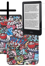BASEY. Hoes Geschikt voor Kobo Clara BW Hoesje Bookcase Cover Hoes Met Screenprotector - Hoesje Geschikt voor Kobo Clara BW Hoes Cover Case - Graffity