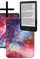 BASEY. Hoes Geschikt voor Kobo Clara BW Hoesje Bookcase Cover Hoes Met Screenprotector - Hoesje Geschikt voor Kobo Clara BW Hoes Cover Case - Galaxy