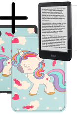 BASEY. Hoes Geschikt voor Kobo Clara BW Hoesje Bookcase Cover Hoes Met Screenprotector - Hoesje Geschikt voor Kobo Clara BW Hoes Cover Case - Eenhoorn