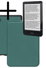 BASEY. Hoes Geschikt voor Kobo Clara BW Hoesje Bookcase Cover Hoes Met Screenprotector - Hoesje Geschikt voor Kobo Clara BW Hoes Cover Case - Donkergroen