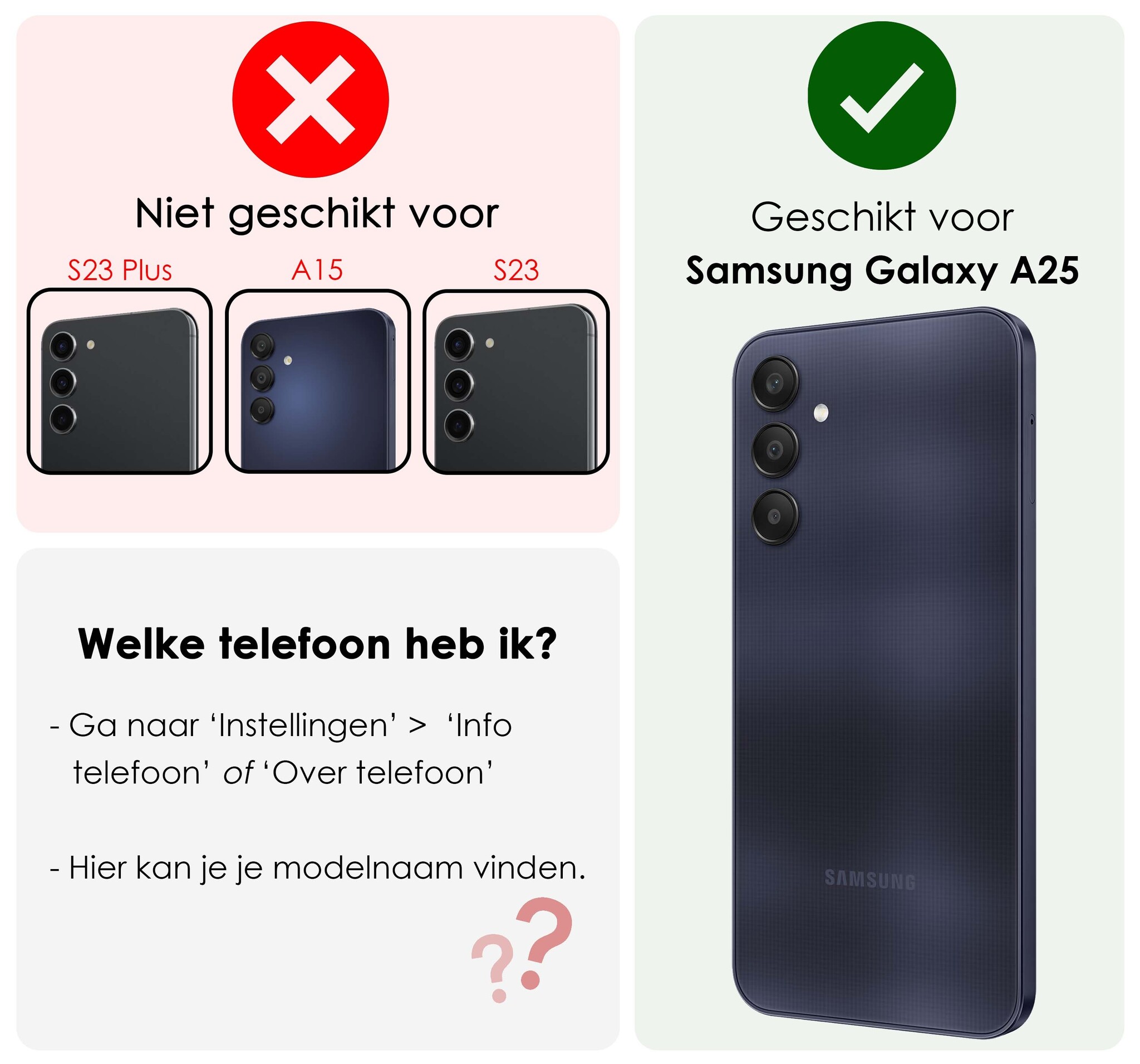 NoXx Hoes Geschikt voor Samsung A25 Hoesje Book Case Hoes Flip Cover Wallet Bookcase Met 2x Screenprotector - Rosé goud