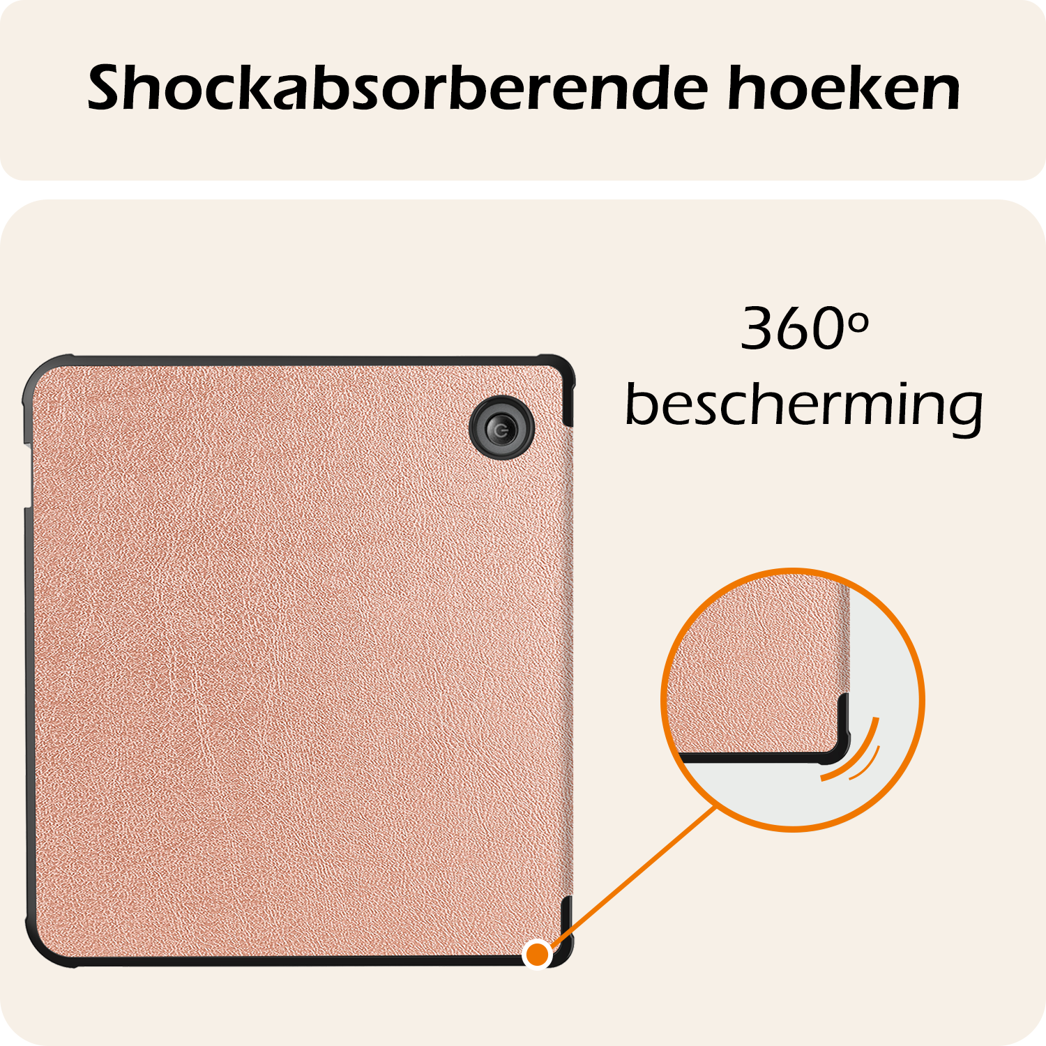 Nomfy Hoesje Geschikt voor Kobo Libra Colour Hoes Book Case Trifold - Hoes Geschikt voor Kobo Libra Colour Hoesje Book Cover - Rosé Goud