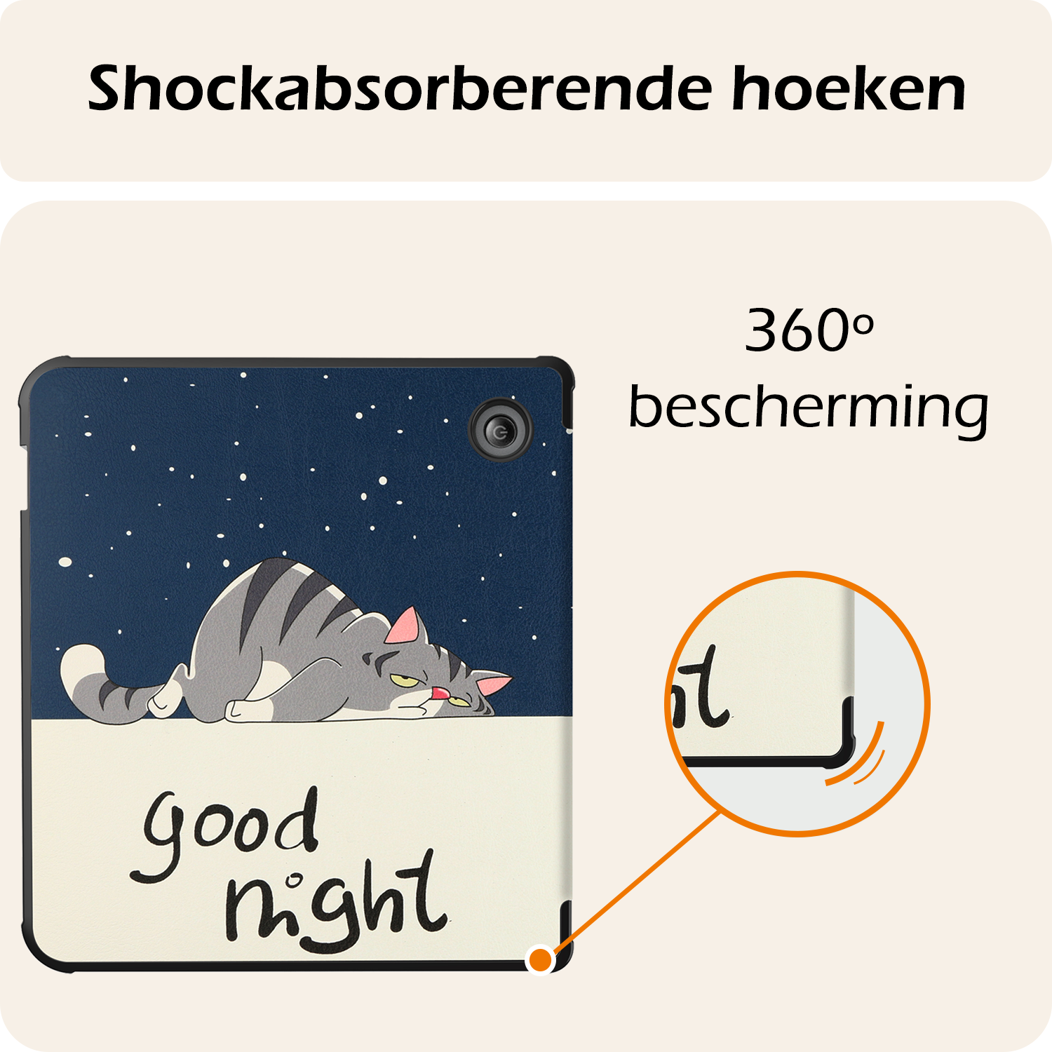 Nomfy Hoesje Geschikt voor Kobo Libra Colour Hoes Book Case Trifold - Hoes Geschikt voor Kobo Libra Colour Hoesje Book Cover - Kat