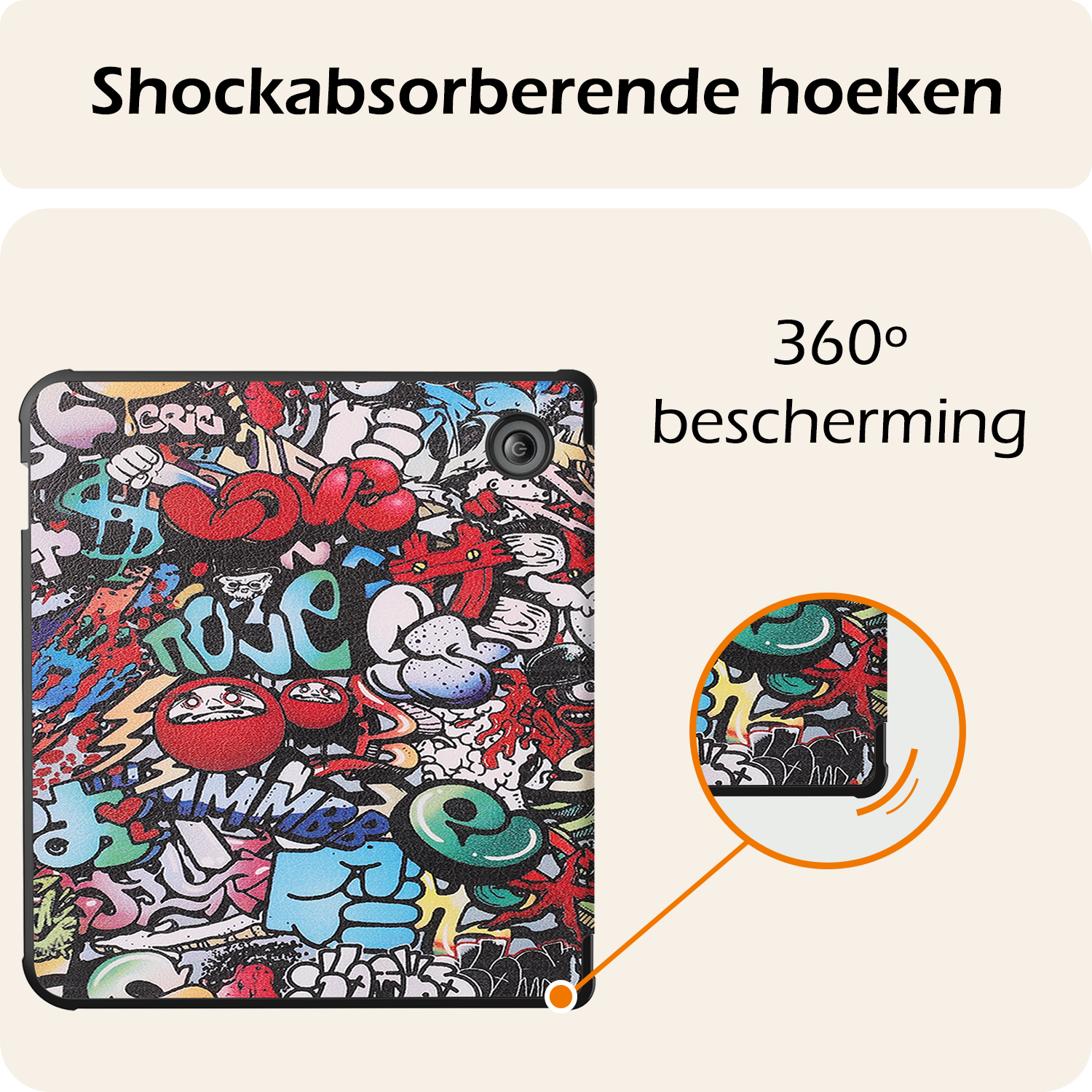 Nomfy Hoesje Geschikt voor Kobo Libra Colour Hoes Book Case Trifold - Hoes Geschikt voor Kobo Libra Colour Hoesje Book Cover - Graffity
