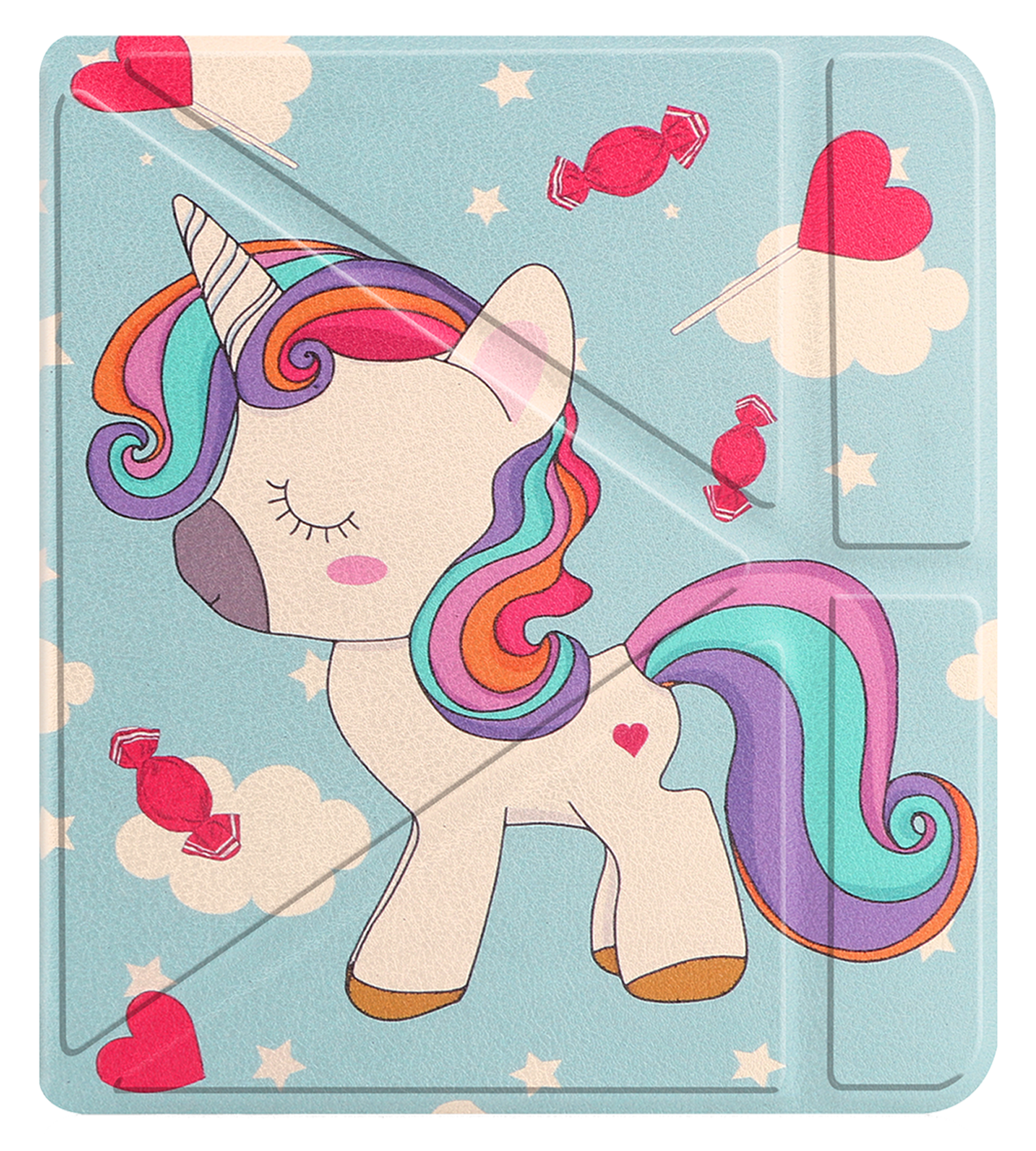 Nomfy Hoesje Geschikt voor Kobo Libra Colour Hoes Book Case Trifold - Hoes Geschikt voor Kobo Libra Colour Hoesje Book Cover - Eenhoorn