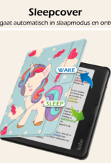 Nomfy Hoesje Geschikt voor Kobo Libra Colour Hoes Book Case Trifold - Hoes Geschikt voor Kobo Libra Colour Hoesje Book Cover - Eenhoorn