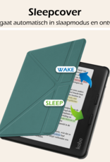 Nomfy Hoesje Geschikt voor Kobo Libra Colour Hoes Book Case Trifold - Hoes Geschikt voor Kobo Libra Colour Hoesje Book Cover - Donkergroen