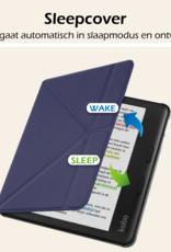 Nomfy Hoesje Geschikt voor Kobo Libra Colour Hoes Book Case Trifold - Hoes Geschikt voor Kobo Libra Colour Hoesje Book Cover - Donkerblauw