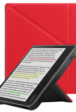 NoXx Hoes Geschikt voor Kobo Libra Colour Hoesje Bookcase Cover Book Case Hoes Cover Trifold - Rood