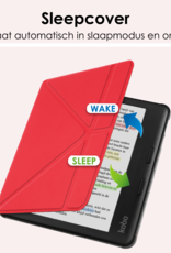 NoXx Hoes Geschikt voor Kobo Libra Colour Hoesje Bookcase Cover Book Case Hoes Cover Trifold - Rood