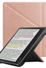 NoXx Hoes Geschikt voor Kobo Libra Colour Hoesje Bookcase Cover Book Case Hoes Cover Trifold - Rosé Goud