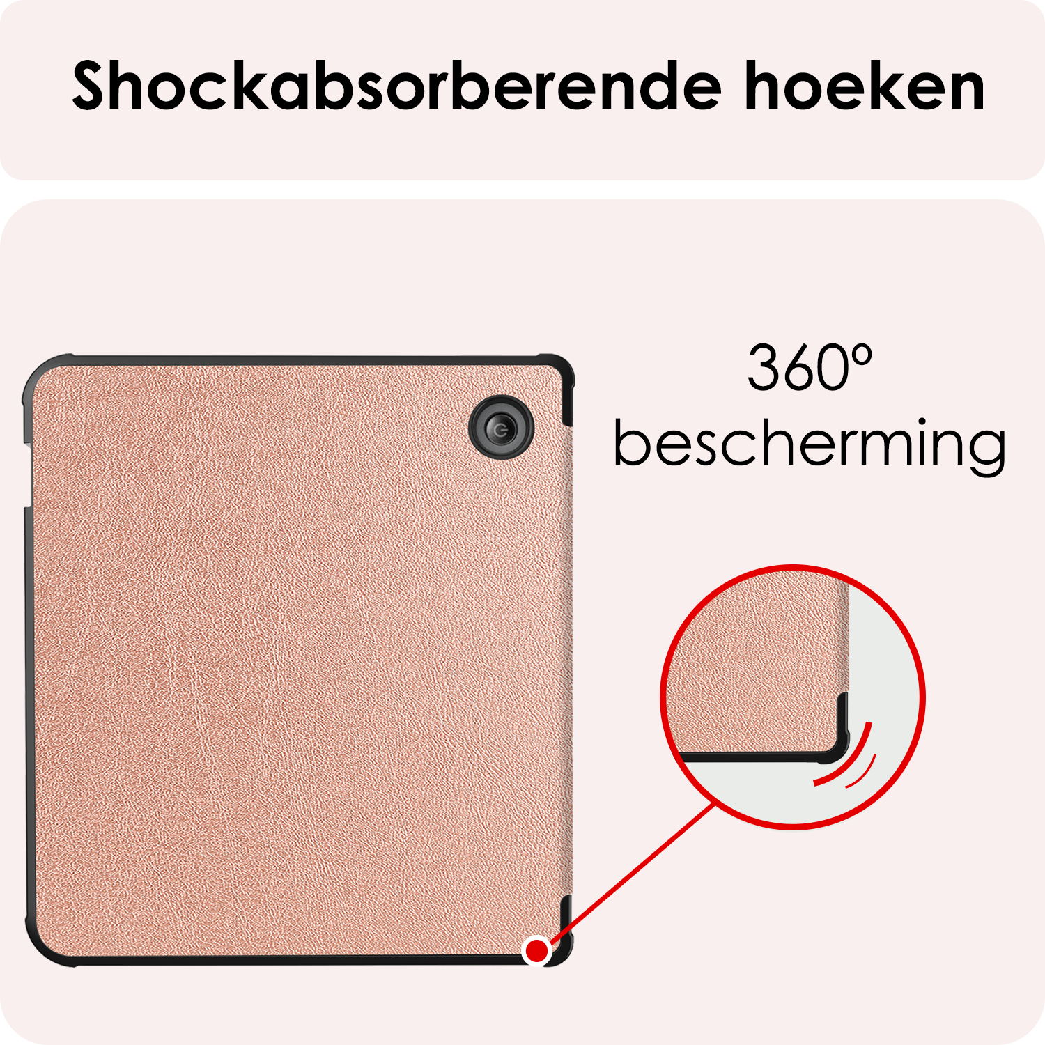 NoXx Hoes Geschikt voor Kobo Libra Colour Hoesje Bookcase Cover Book Case Hoes Cover Trifold - Rosé Goud