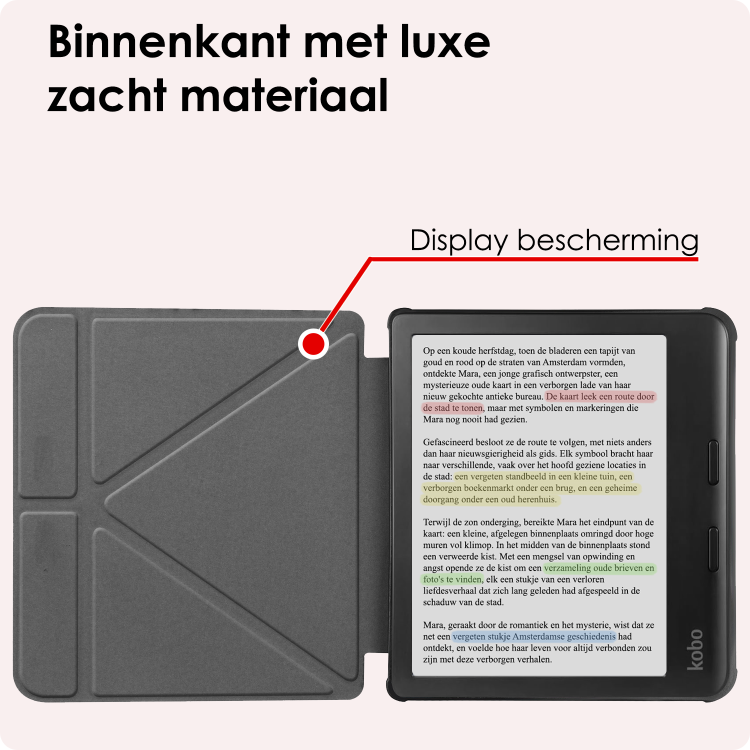 NoXx Hoes Geschikt voor Kobo Libra Colour Hoesje Bookcase Cover Book Case Hoes Cover Trifold - Graffity