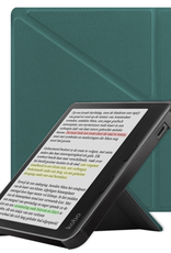 NoXx Hoes Geschikt voor Kobo Libra Colour Hoesje Bookcase Cover Book Case Hoes Cover Trifold - Donkergroen