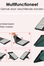 NoXx Hoes Geschikt voor Kobo Libra Colour Hoesje Bookcase Cover Book Case Hoes Cover Trifold - Donkergroen
