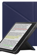 NoXx Hoes Geschikt voor Kobo Libra Colour Hoesje Bookcase Cover Book Case Hoes Cover Trifold - Donkerblauw