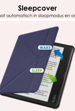 NoXx Hoes Geschikt voor Kobo Libra Colour Hoesje Bookcase Cover Book Case Hoes Cover Trifold - Donkerblauw