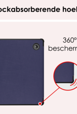 NoXx Hoes Geschikt voor Kobo Libra Colour Hoesje Bookcase Cover Book Case Hoes Cover Trifold - Donkerblauw