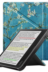 NoXx Hoes Geschikt voor Kobo Libra Colour Hoesje Bookcase Cover Book Case Hoes Cover Trifold - Bloesem