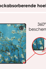 NoXx Hoes Geschikt voor Kobo Libra Colour Hoesje Bookcase Cover Book Case Hoes Cover Trifold - Bloesem
