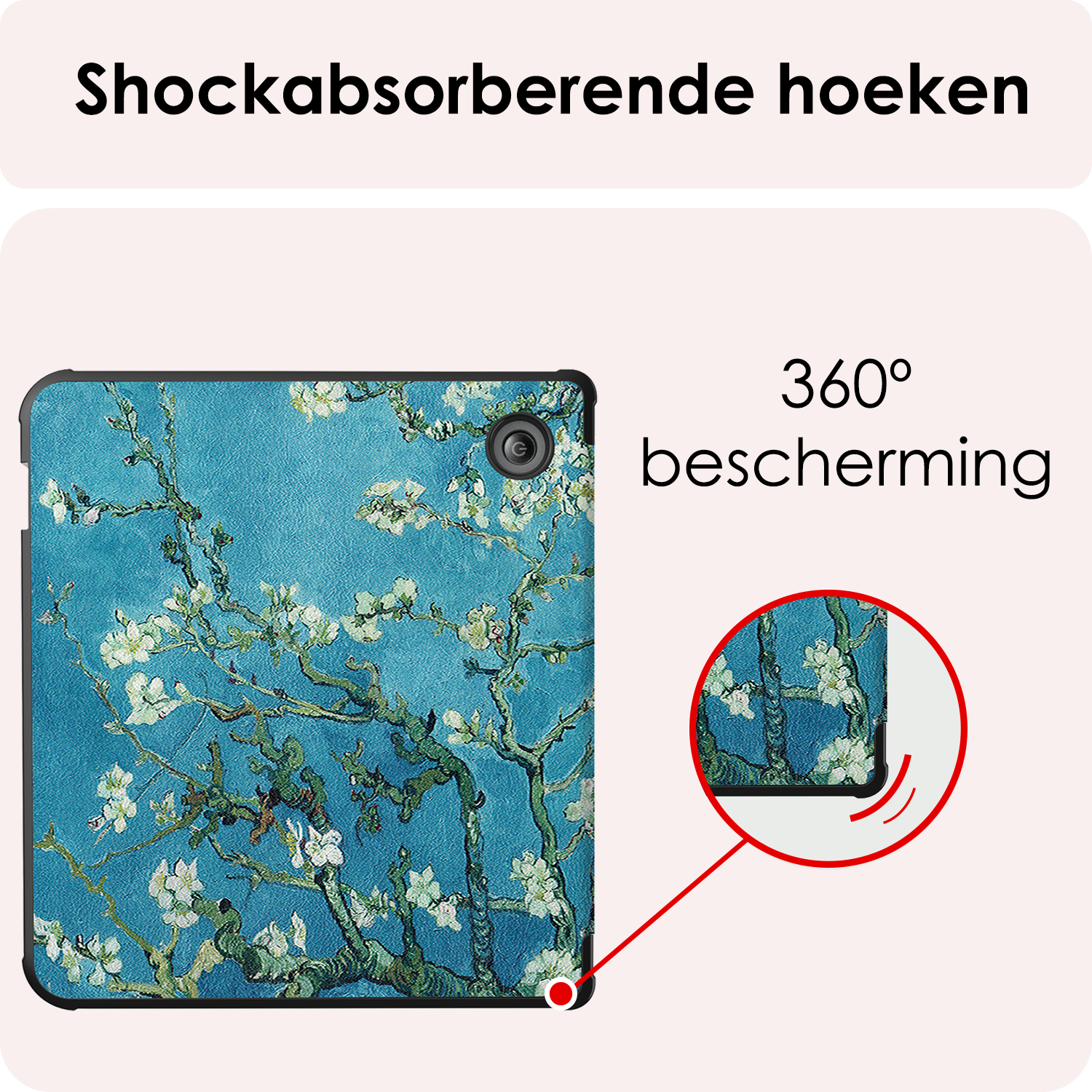 NoXx Hoes Geschikt voor Kobo Libra Colour Hoesje Bookcase Cover Book Case Hoes Cover Trifold - Bloesem