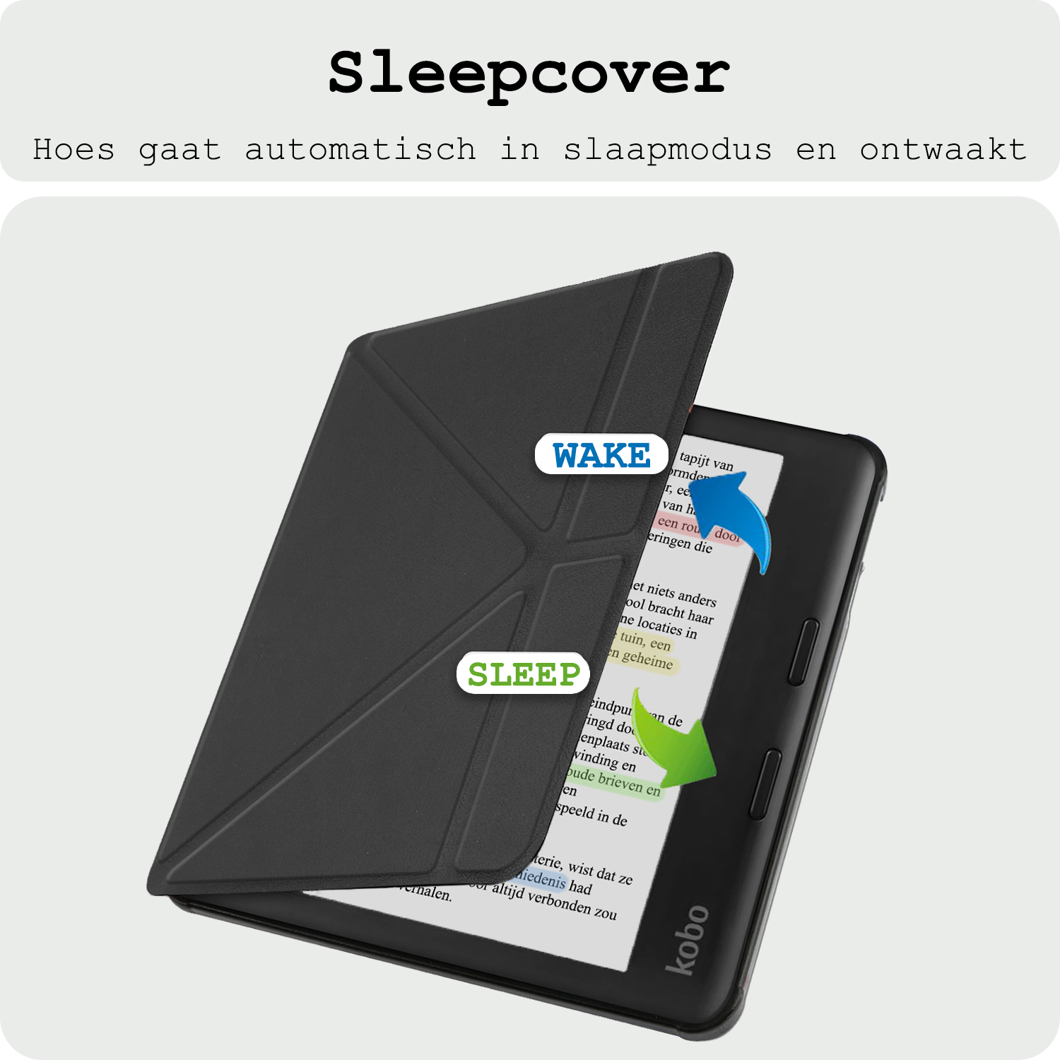 BASEY. Hoes Geschikt voor Kobo Libra Colour Hoesje Bookcase Cover Hoes Trifold - Hoesje Geschikt voor Kobo Libra Colour Hoes Cover Case - Zwart