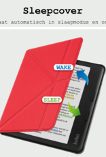 BASEY. Hoes Geschikt voor Kobo Libra Colour Hoesje Bookcase Cover Hoes Trifold - Hoesje Geschikt voor Kobo Libra Colour Hoes Cover Case - Rood