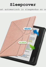 BASEY. Hoes Geschikt voor Kobo Libra Colour Hoesje Bookcase Cover Hoes Trifold - Hoesje Geschikt voor Kobo Libra Colour Hoes Cover Case - Rosé Goud