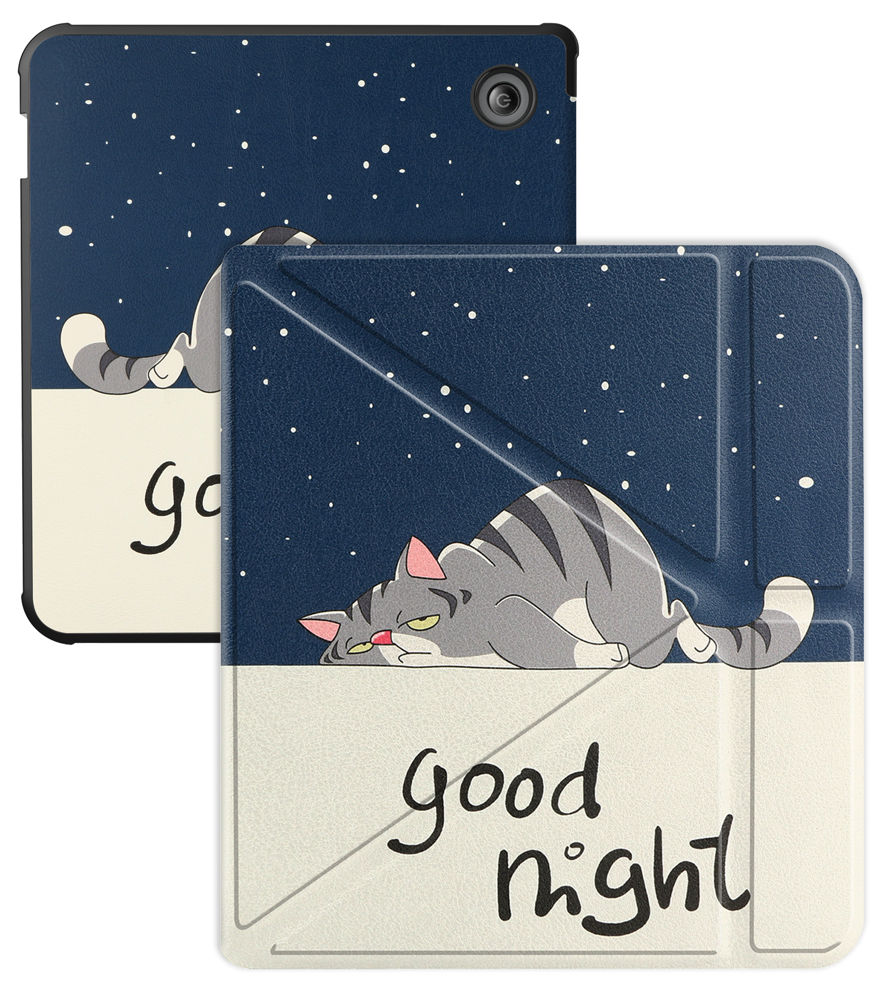 BASEY. Hoes Geschikt voor Kobo Libra Colour Hoesje Bookcase Cover Hoes Trifold - Hoesje Geschikt voor Kobo Libra Colour Hoes Cover Case - Kat