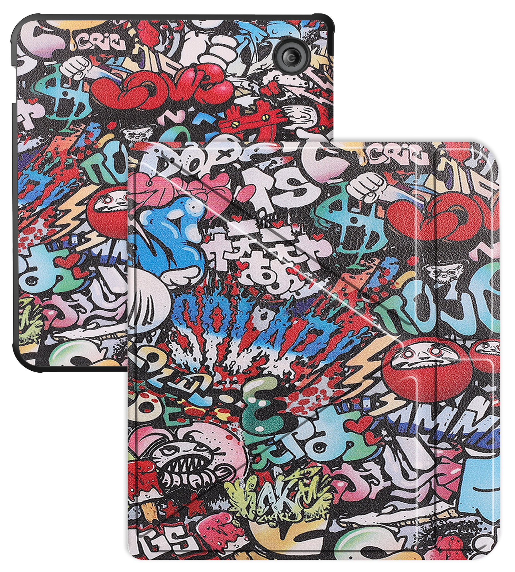 BASEY. Hoes Geschikt voor Kobo Libra Colour Hoesje Bookcase Cover Hoes Trifold - Hoesje Geschikt voor Kobo Libra Colour Hoes Cover Case - Graffity