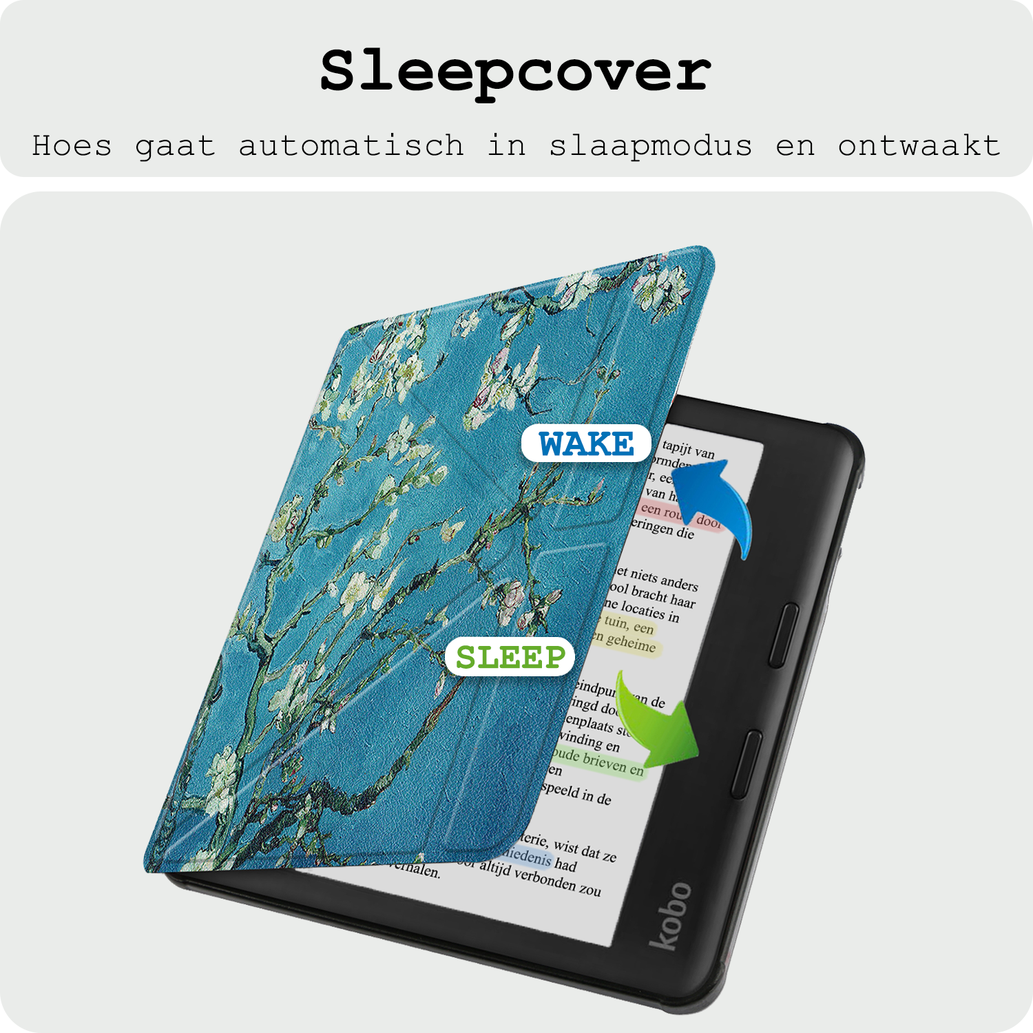 BASEY. Hoes Geschikt voor Kobo Libra Colour Hoesje Bookcase Cover Hoes Trifold - Hoesje Geschikt voor Kobo Libra Colour Hoes Cover Case - Bloesem