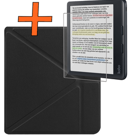 Nomfy Nomfy Kobo Libra Colour Hoesje Trifold Met Screenprotector - Zwart