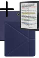 BASEY. Hoes Geschikt voor Kobo Libra Colour Hoesje Bookcase Cover Hoes Trifold Met Screenprotector - Hoesje Geschikt voor Kobo Libra Colour Hoes Cover Case - Donkerblauw