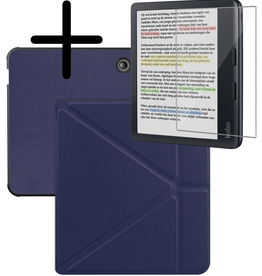 BASEY. BASEY. Kobo Libra Colour Hoesje Trifold Met Screenprotector - Donkerblauw