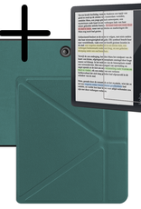 BASEY. Hoes Geschikt voor Kobo Libra Colour Hoesje Bookcase Cover Hoes Trifold Met Screenprotector - Hoesje Geschikt voor Kobo Libra Colour Hoes Cover Case - Donkergroen