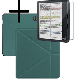 BASEY. BASEY. Kobo Libra Colour Hoesje Trifold Met Screenprotector - Donkergroen