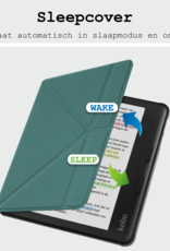 BASEY. Hoes Geschikt voor Kobo Libra Colour Hoesje Bookcase Cover Hoes Trifold Met Screenprotector - Hoesje Geschikt voor Kobo Libra Colour Hoes Cover Case - Donkergroen