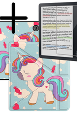 BASEY. Hoes Geschikt voor Kobo Libra Colour Hoesje Bookcase Cover Hoes Trifold Met Screenprotector - Hoesje Geschikt voor Kobo Libra Colour Hoes Cover Case - Eenhoorn