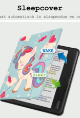 BASEY. Hoes Geschikt voor Kobo Libra Colour Hoesje Bookcase Cover Hoes Trifold Met Screenprotector - Hoesje Geschikt voor Kobo Libra Colour Hoes Cover Case - Eenhoorn