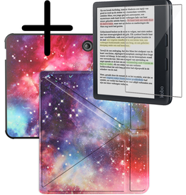 BASEY. BASEY. Kobo Libra Colour Hoesje Trifold Met Screenprotector - Galaxy