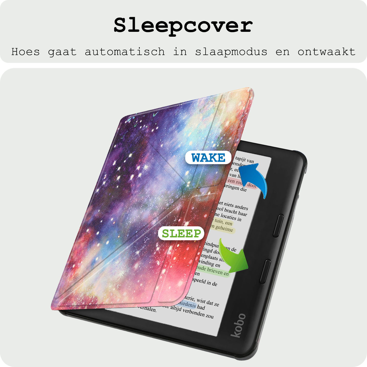 BASEY. Hoes Geschikt voor Kobo Libra Colour Hoesje Bookcase Cover Hoes Trifold Met Screenprotector - Hoesje Geschikt voor Kobo Libra Colour Hoes Cover Case - Galaxy